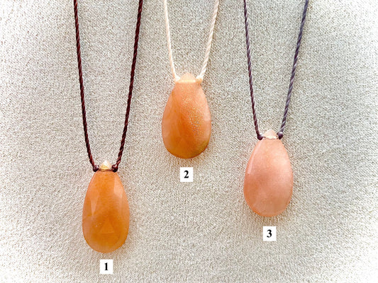 Peach Moonstone Teardrop Chokers