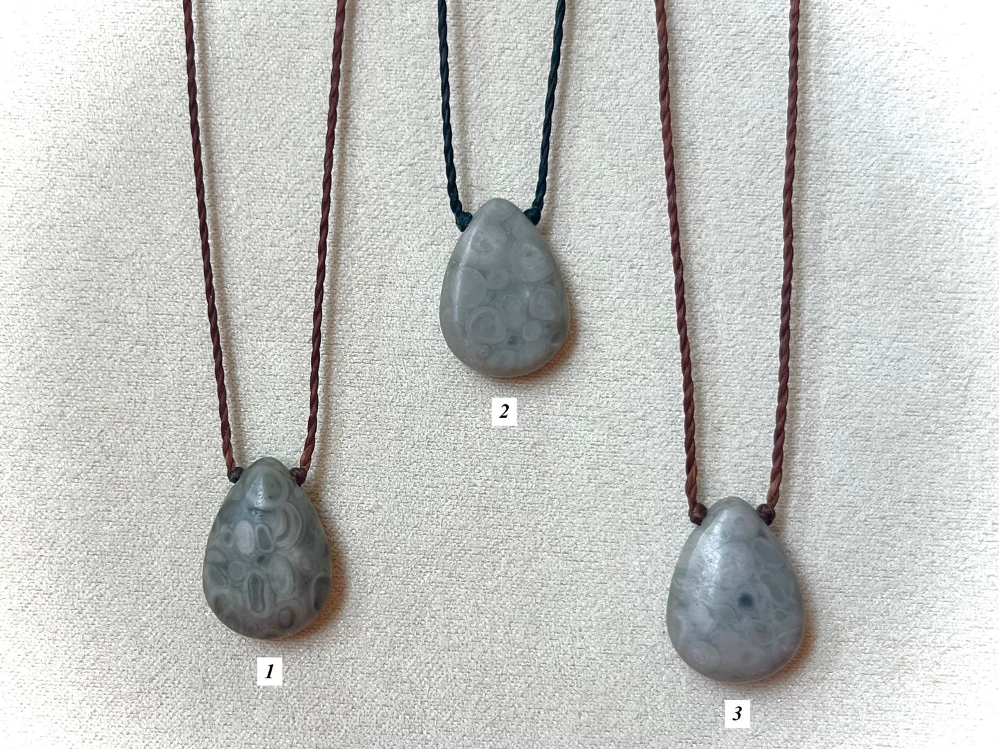Ocean Fossil Jasper Teardrop Chokers